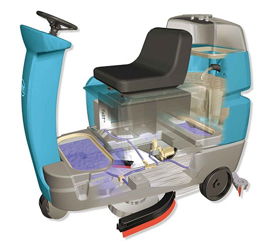 Ilustración de la fregadora de suelos de conductor sentado T7+